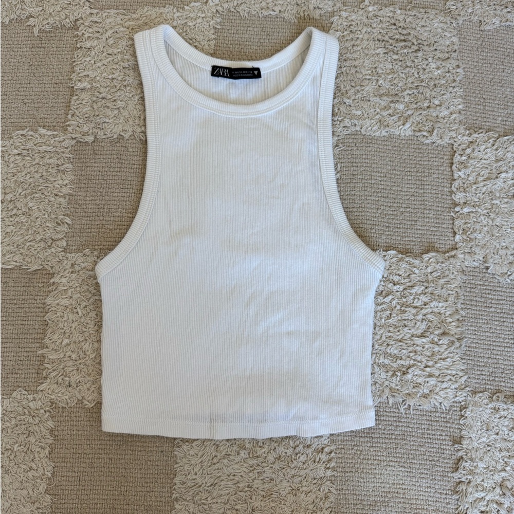 Zara Cream Ribbed Tank Top